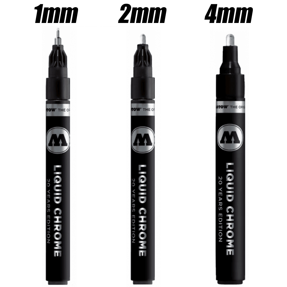 Molotow - Marker Set: 1mm, 2mm, 4mm Liquid Chrome 